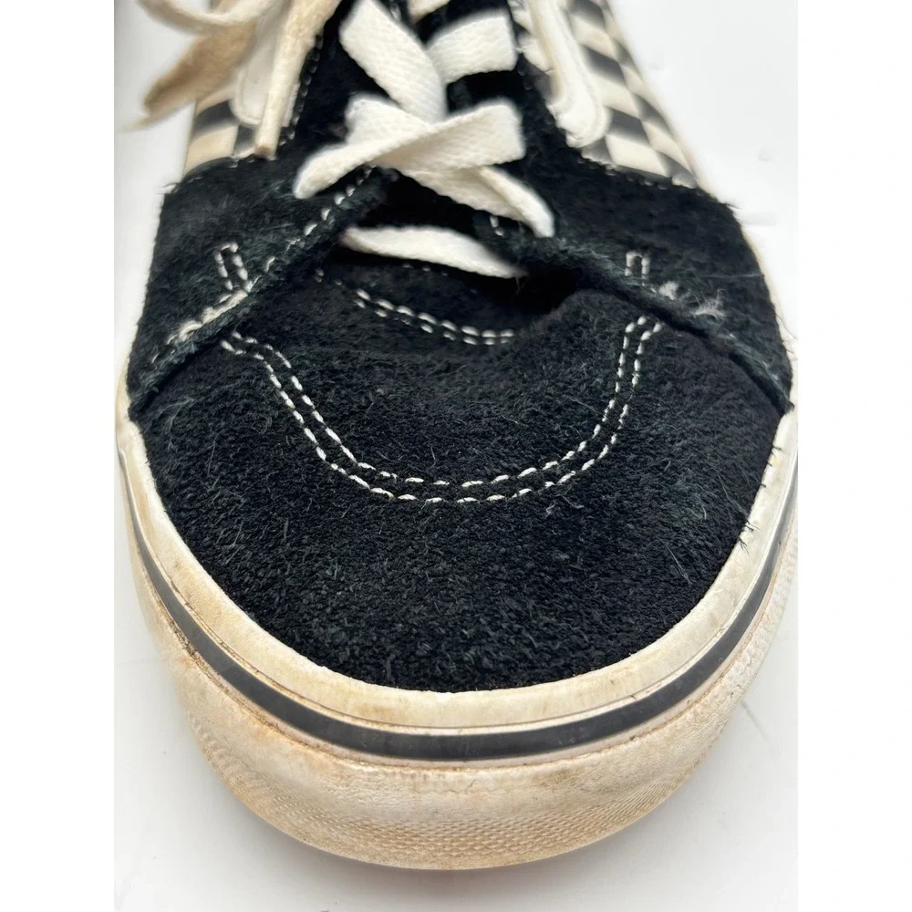 Vans Youth Size 7 Black White Checkerboard Suede Low Top Skate Sneakers Shoes